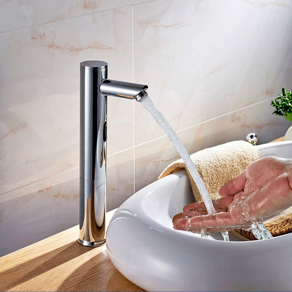 Chrome Automatic Hands Touch Lavatory Free Sensor Mixer Faucet Bathroom Sink Tap 