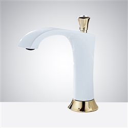 Fontana Commercial White and Gold Touchless Bathroom Faucet
