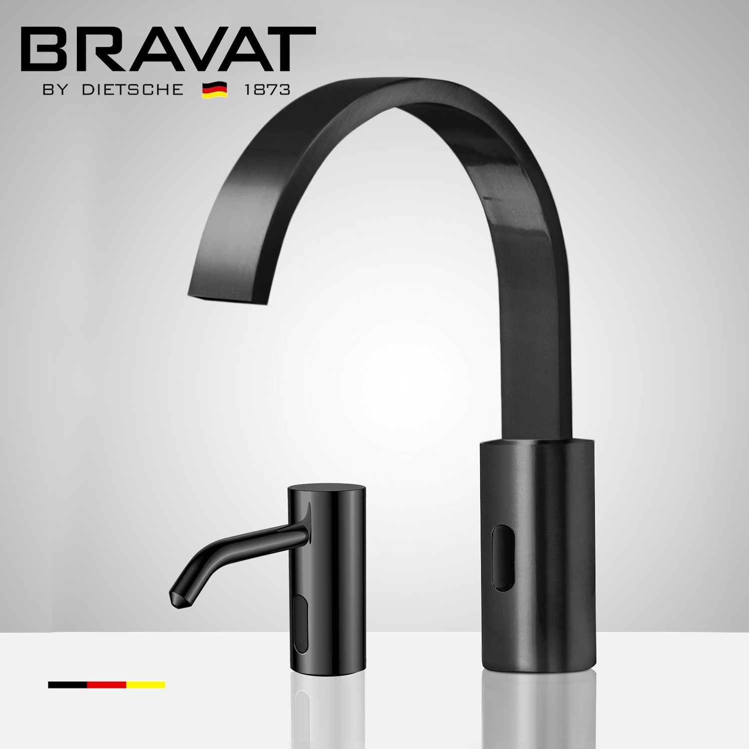 Black Automatic Touch Sensor Kitchen Faucet Pull Out Sprayer with Soap Dispenser 